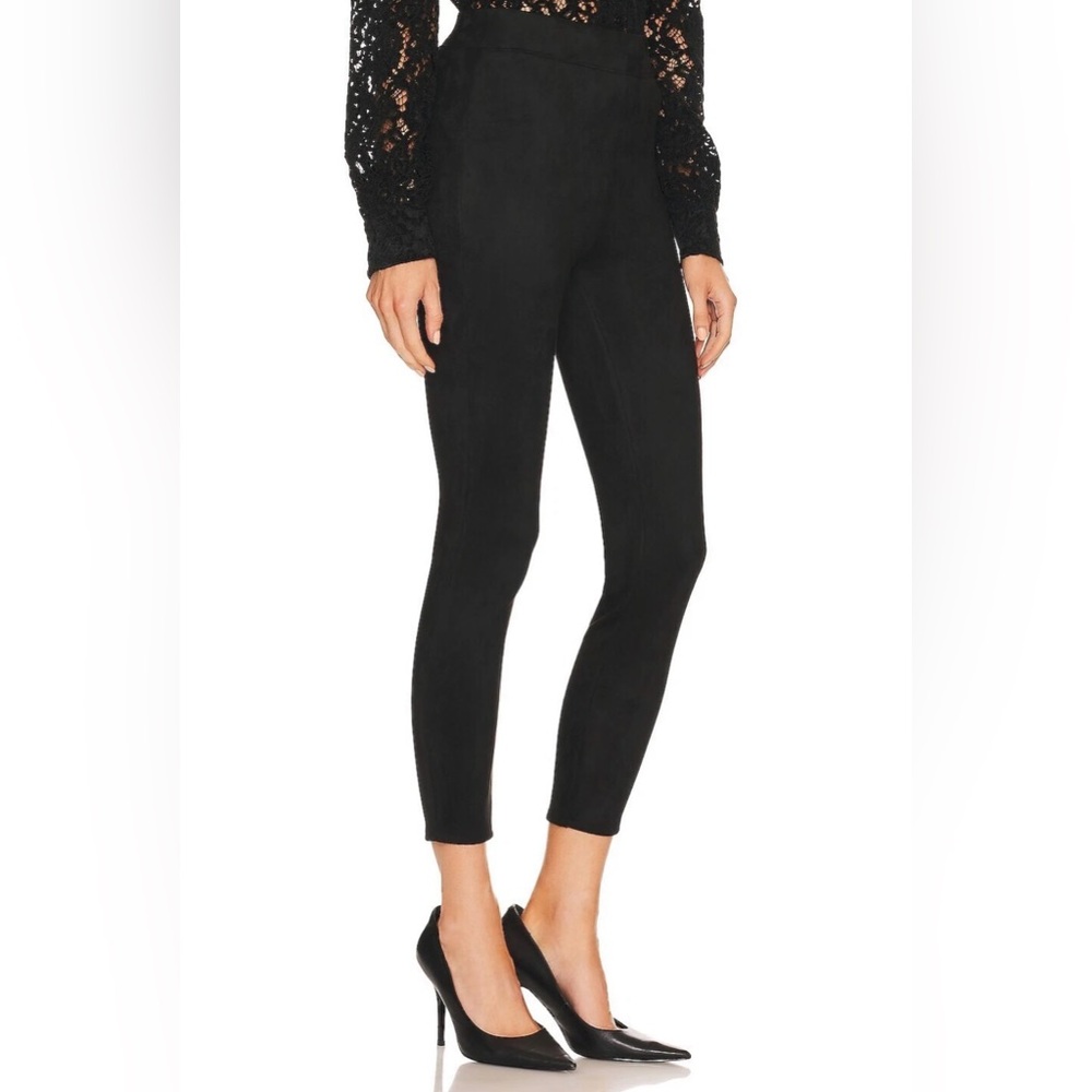 L'AGENCE 'Nini' Faux-Suede Pull-On High-Rise Crop Pants, Black M
